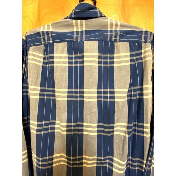 J.Crew N.Y Light Weight Ch. Shirt Medium 100% Cotton Button Up Shirt Plaid  Blue - Picture 6 of 7